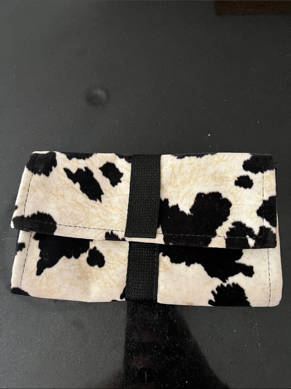 Coupon Cow Print Foldover catch all- Black & Cream